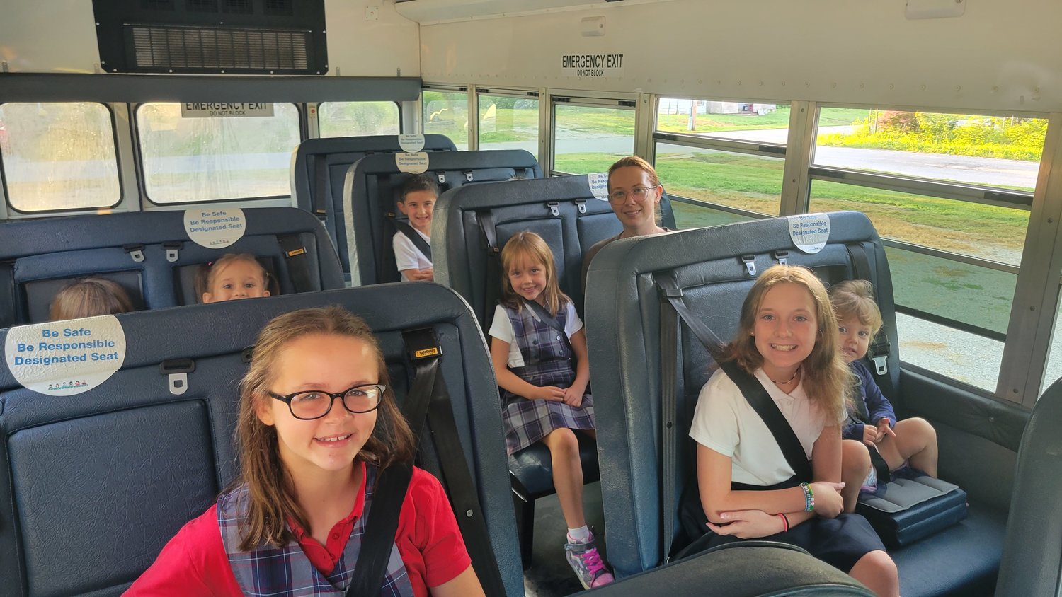 Member of the Flaspohler family in Fayette bought this specially outfitted bus and had it refurbished so their children and others could make the trip safely to and from St. Mary School in Glasgow each day.